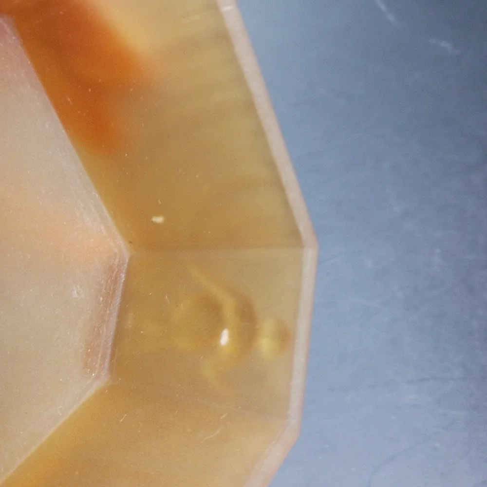 Deco Pressed Frosted Amber Glass Celluloid Lid Dresser Trinket Box